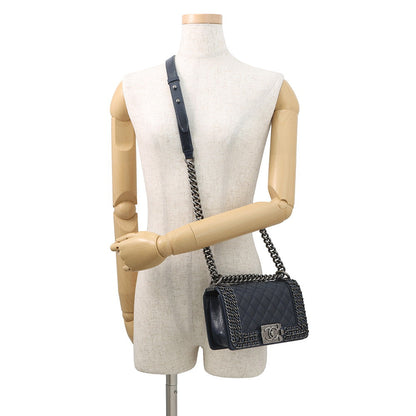 CHANEL Boy Chanel ChainShoulder Bag NavyA67085 Lambskin Size 20