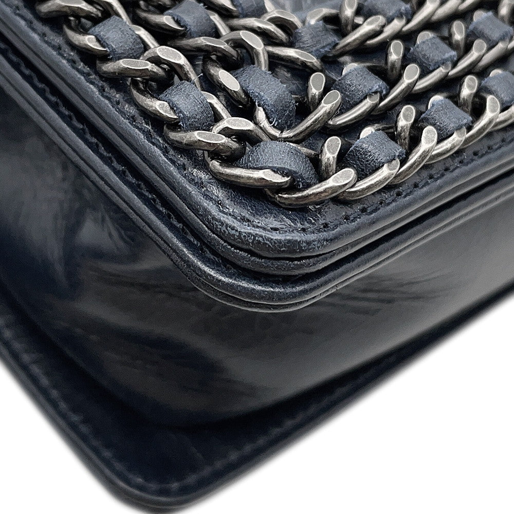 CHANEL Boy Chanel ChainShoulder Bag NavyA67085 Lambskin Size 20
