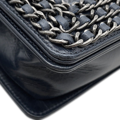 CHANEL Boy Chanel ChainShoulder Bag NavyA67085 Lambskin Size 20
