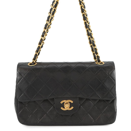 CHANEL Matelasse Double Flap ChainShoulder Bag BlackA01113 Lambskin Size 23