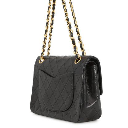 CHANEL Matelasse Double Flap ChainShoulder Bag BlackA01113 Lambskin Size 23