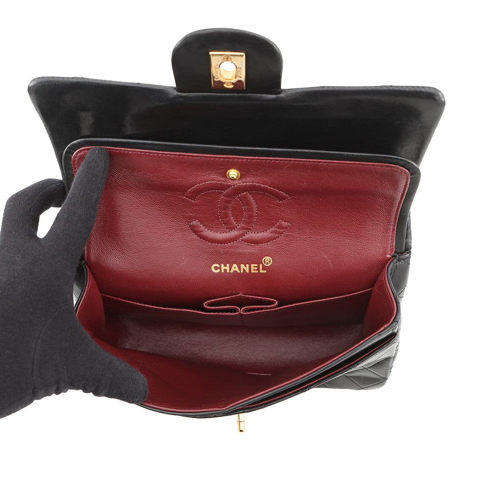 CHANEL Matelasse Double Flap ChainShoulder Bag BlackA01113 Lambskin Size 23