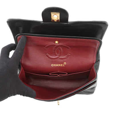 CHANEL Matelasse Double Flap ChainShoulder Bag BlackA01113 Lambskin Size 23