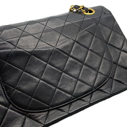 CHANEL Matelasse Double Flap ChainShoulder Bag BlackA01113 Lambskin Size 23