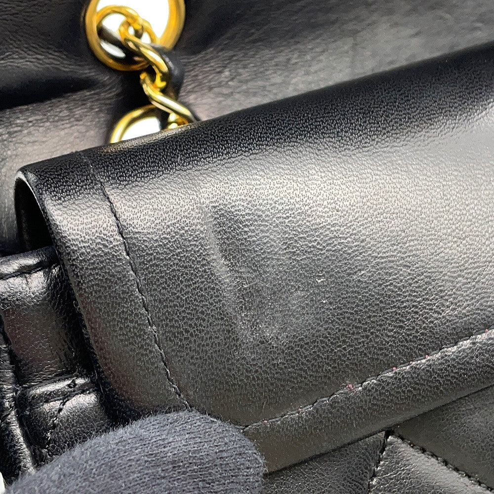 CHANEL Matelasse Double Flap ChainShoulder Bag BlackA01113 Lambskin Size 23