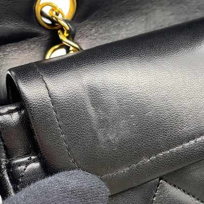CHANEL Matelasse Double Flap ChainShoulder Bag BlackA01113 Lambskin Size 23