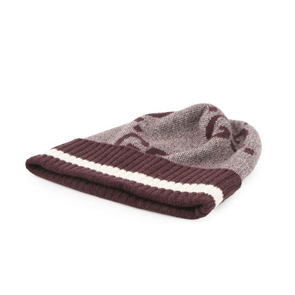 GUCCI GG logo knit hat Size M Bordeaux/White676827 Cashmere100%