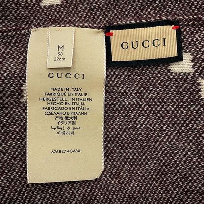 GUCCI GG logo knit hat Size M Bordeaux/White676827 Cashmere100%