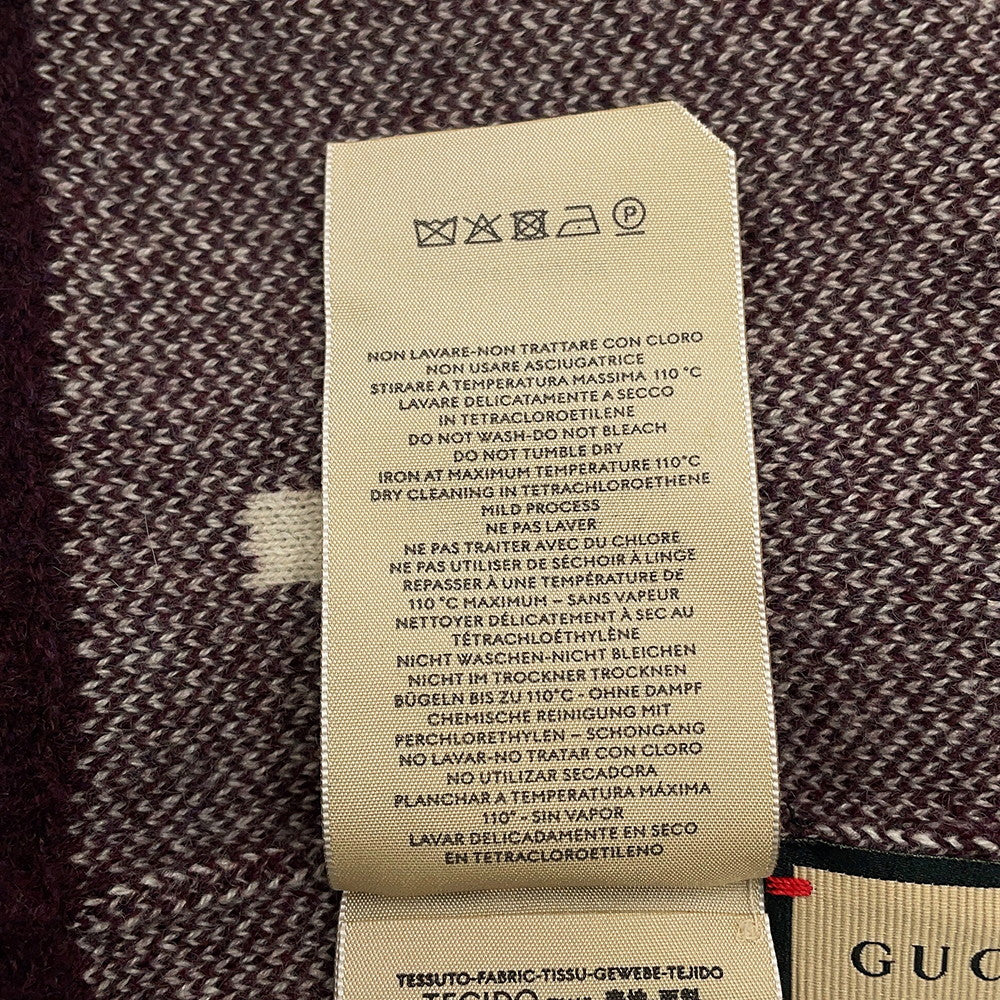 GUCCI GG logo knit hat Size M Bordeaux/White676827 Cashmere100%