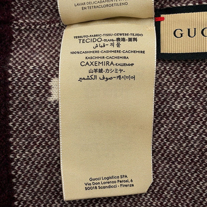 GUCCI GG logo knit hat Size M Bordeaux/White676827 Cashmere100%
