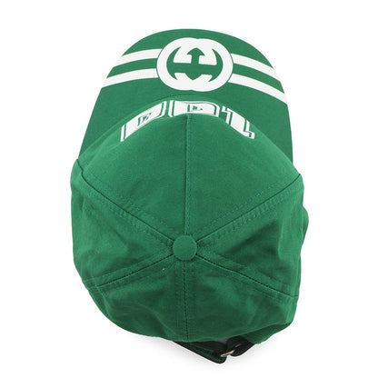 GUCCI Interlocking G Baseball Cap Size XXS Green/White673081 Cotton Leather