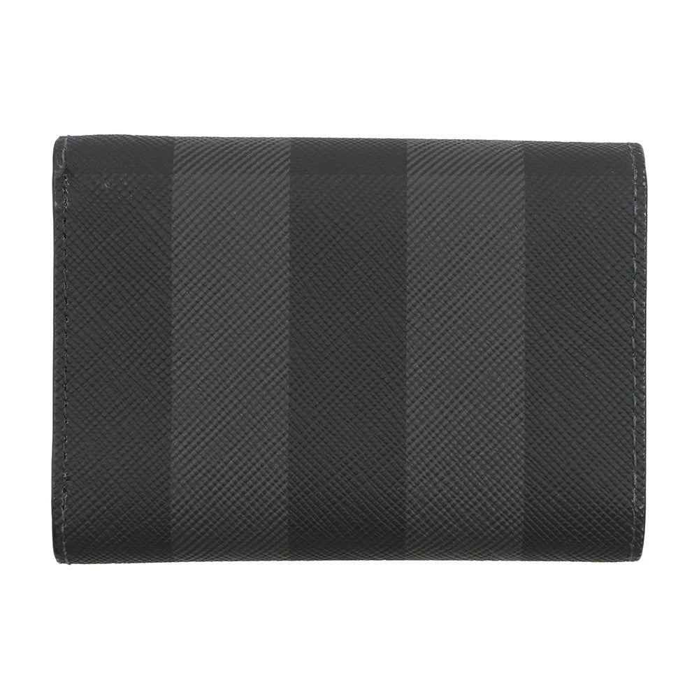 BURBERRY Check Pattern Compact Wallet Charcoal Grey8062606 Leather