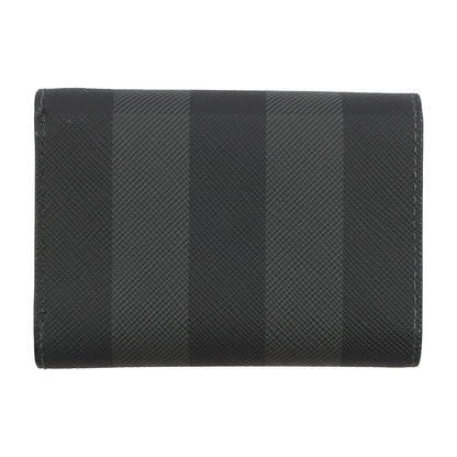BURBERRY Check Pattern Compact Wallet Charcoal Grey8062606 Leather