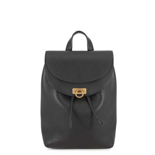 Ferragamo Gancini Backpack Black Leather