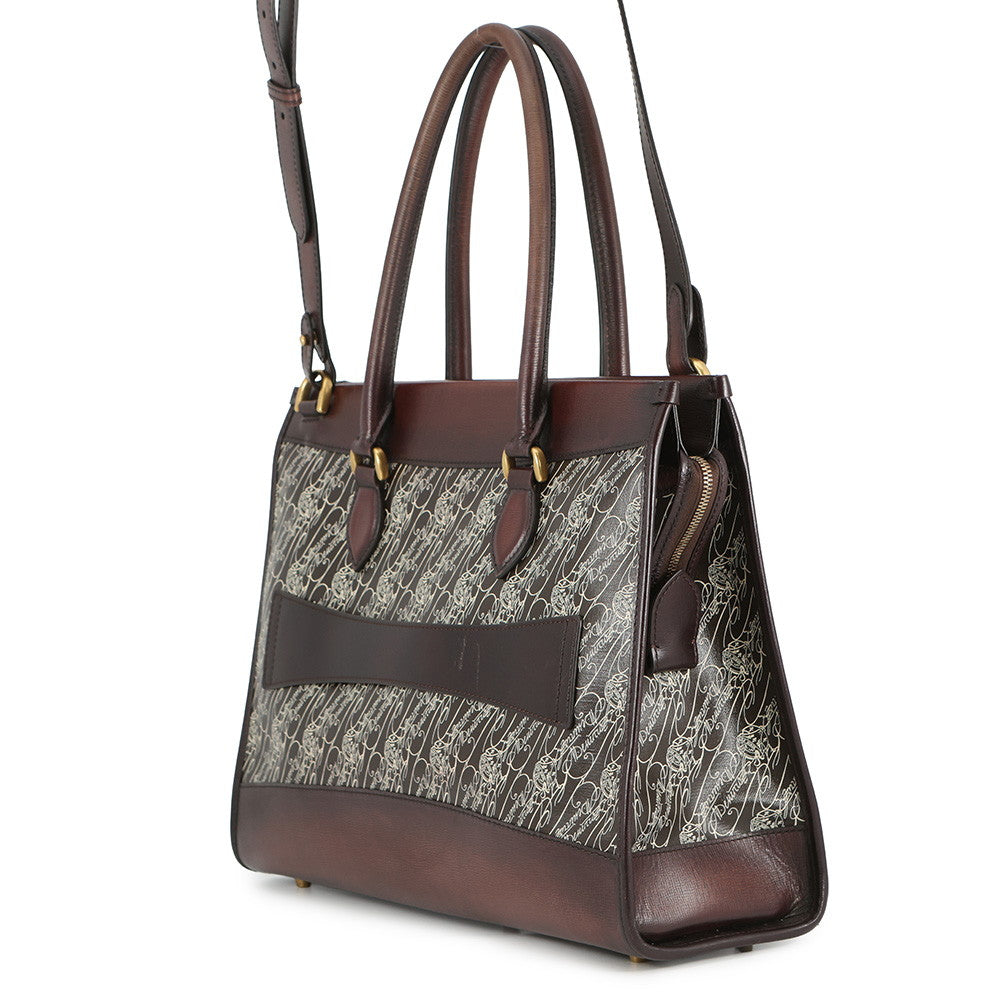 Berluti Cabas Toile Malbeuf Tote Bag BrownCABAS-T19 Leather PVC