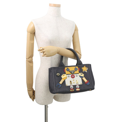 PRADA Robot Canapa 2-way Tote Bag Navy/Multicolor1BG439 Canvas
