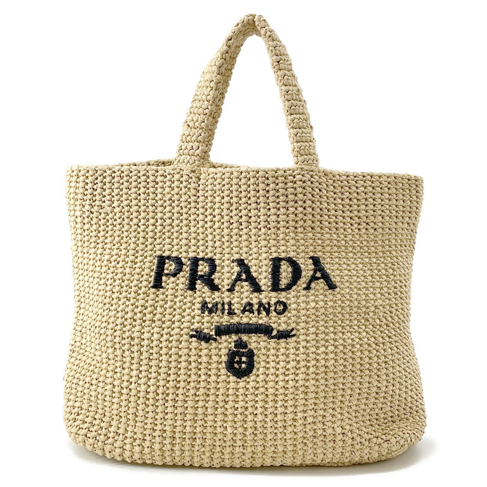 PRADA Crochet Tote Bag Beige1BG392 Raffia