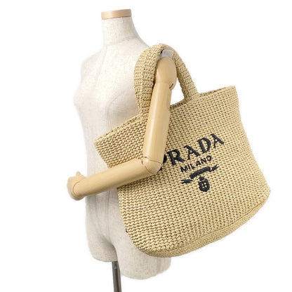 PRADA Crochet Tote Bag Beige1BG392 Raffia
