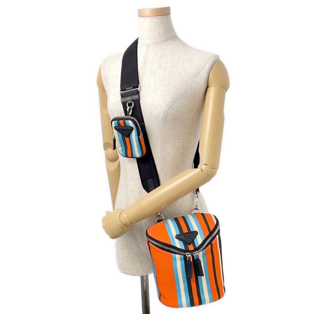 PRADA Stripe shoulder bag Multicolor2VH147 Canvas