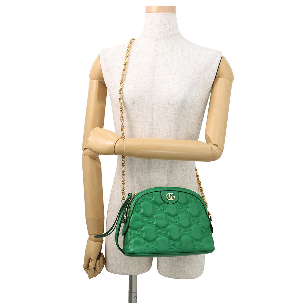 GUCCI GGMatelasse 2wayShoulder Bag Spring Green/Beige702229 Leather Size Small