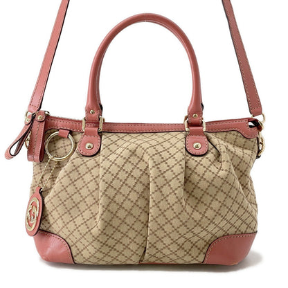 GUCCI Diamante Sukey 2wayBag Pink/Beige247902 Canvas Leather