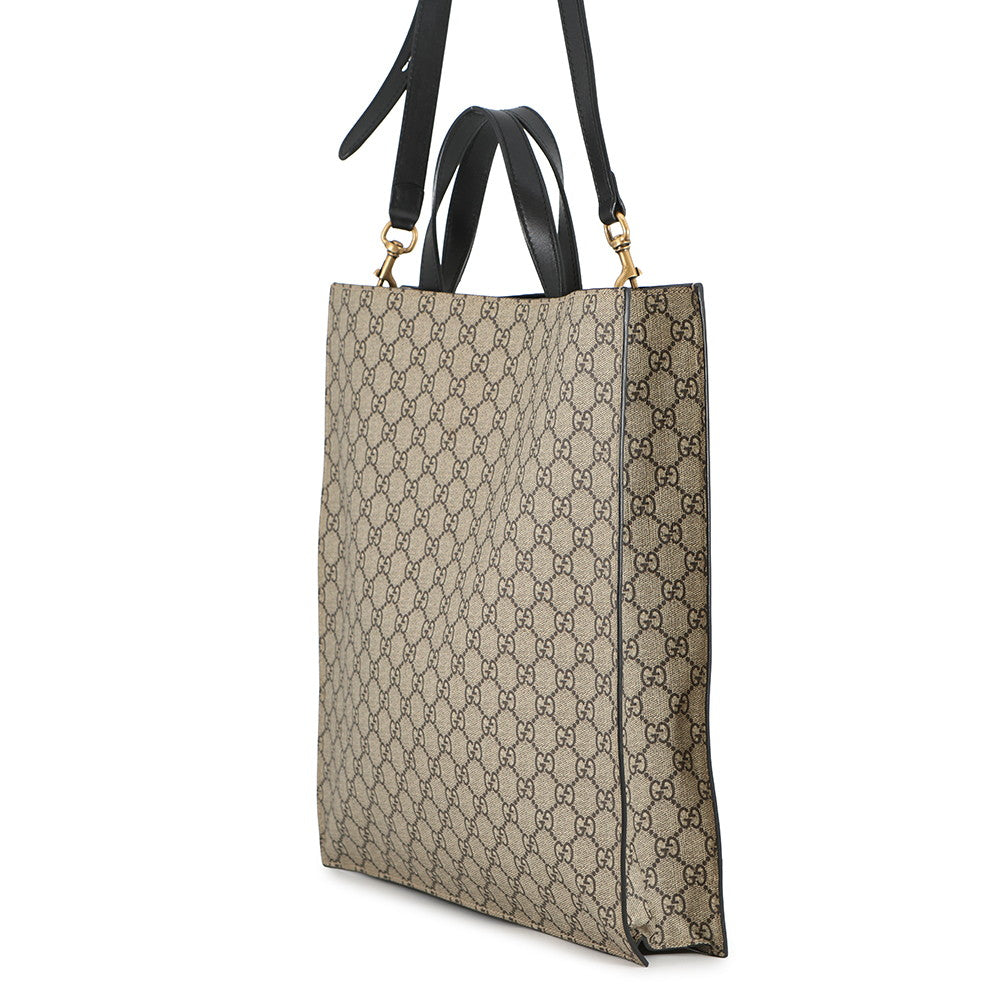 GUCCI Bee Print Tote Bag Beige/Black450950 GG Supreme Leather