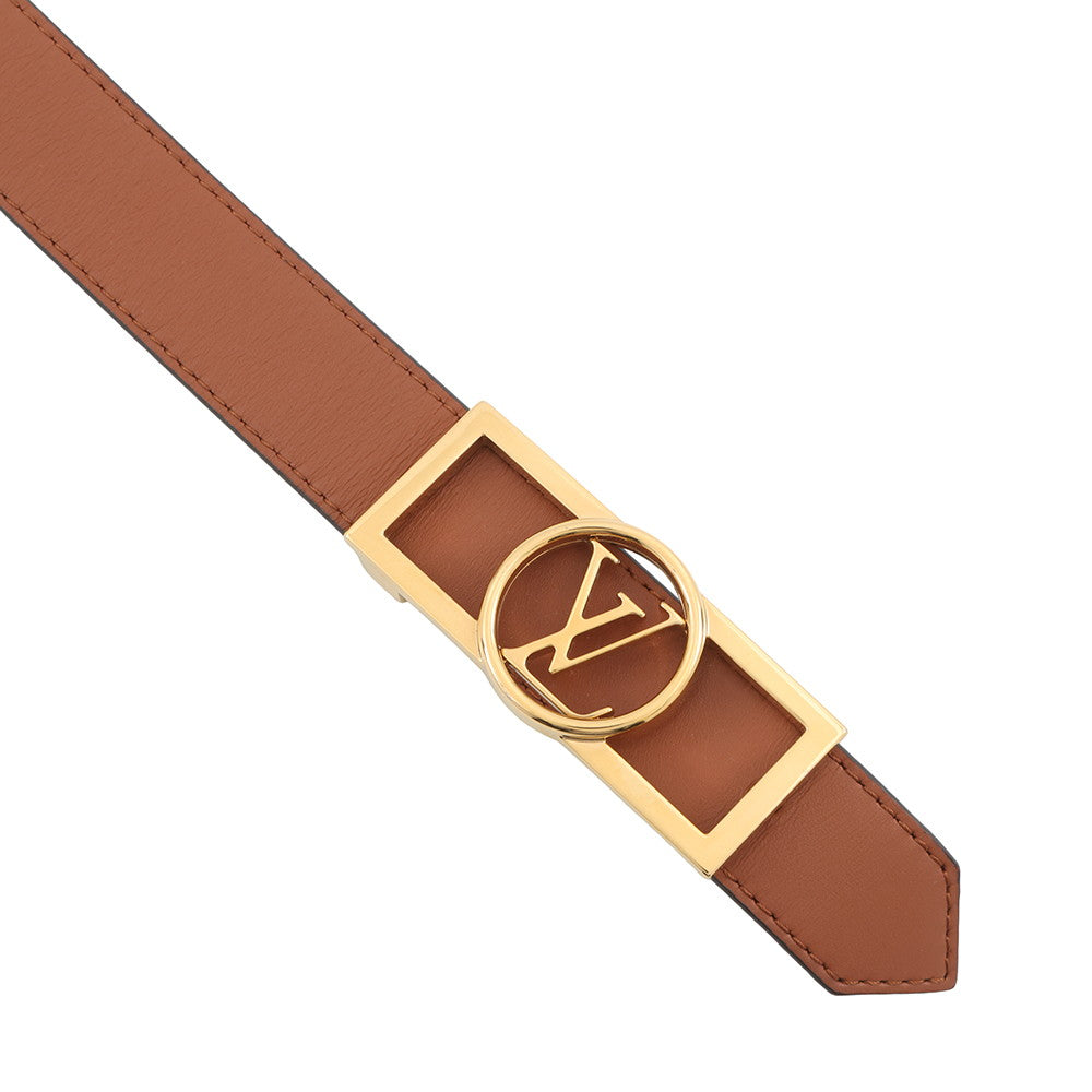 LOUIS VUITTON Belt・Dauphine 25MM Reversible Size 85/34 BrownM0196V Monogram Plain Calf Leather