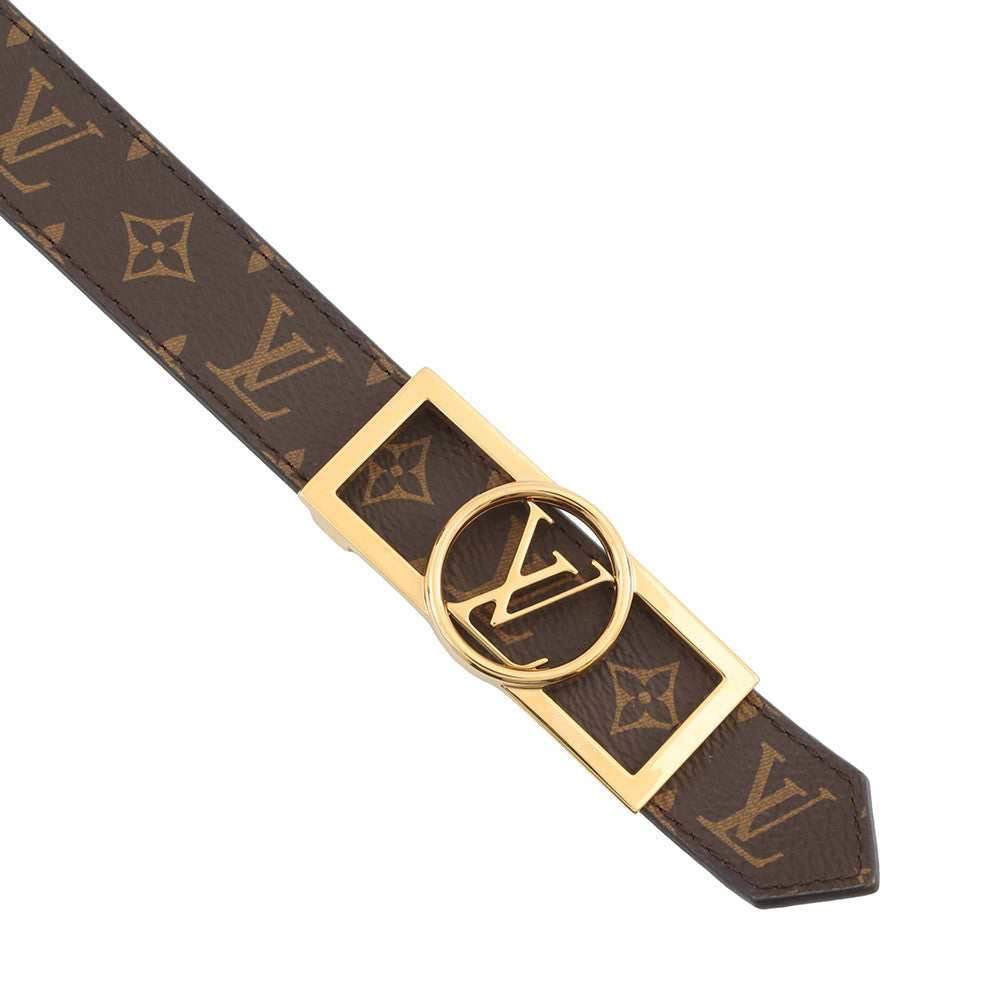 LOUIS VUITTON Belt・Dauphine 25MM Reversible Size 85/34 BrownM0196V Monogram Plain Calf Leather