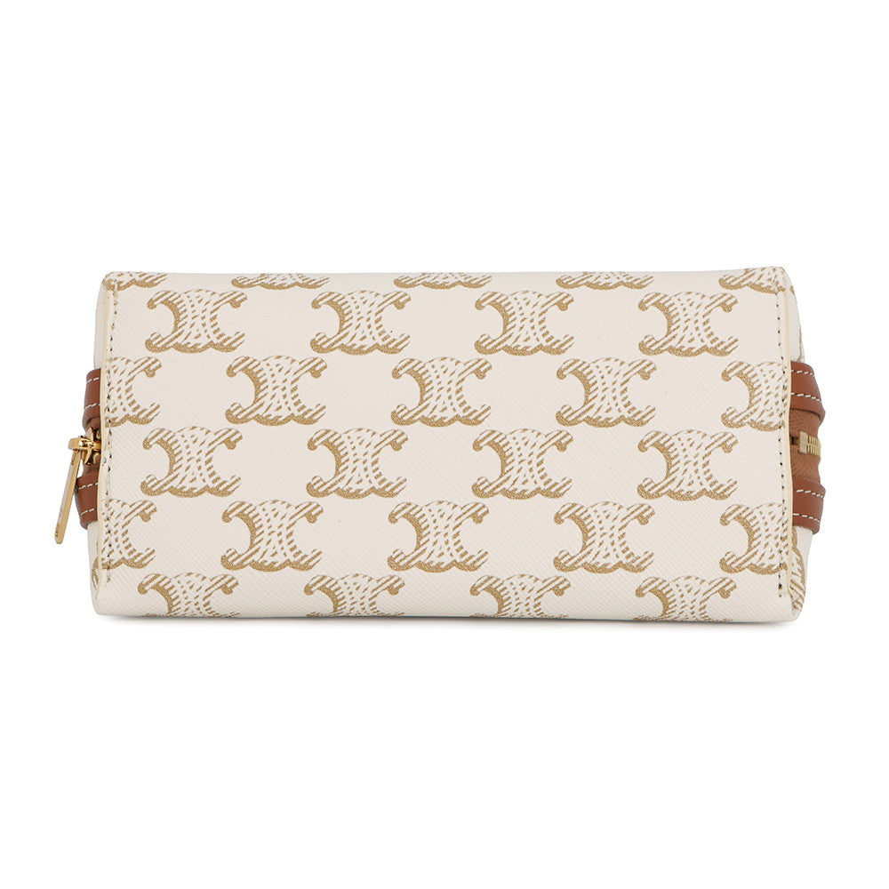 CELINE Triomphe ChainShoulder Bag White/Tan10E382CBX.01TA PVC Leather