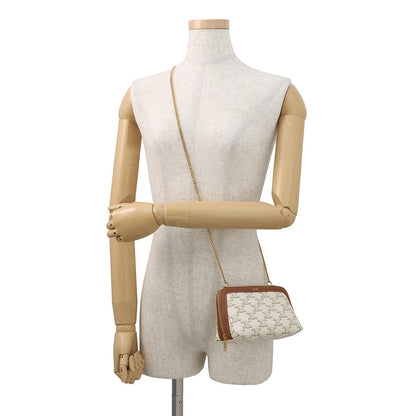 CELINE Triomphe ChainShoulder Bag White/Tan10E382CBX.01TA PVC Leather
