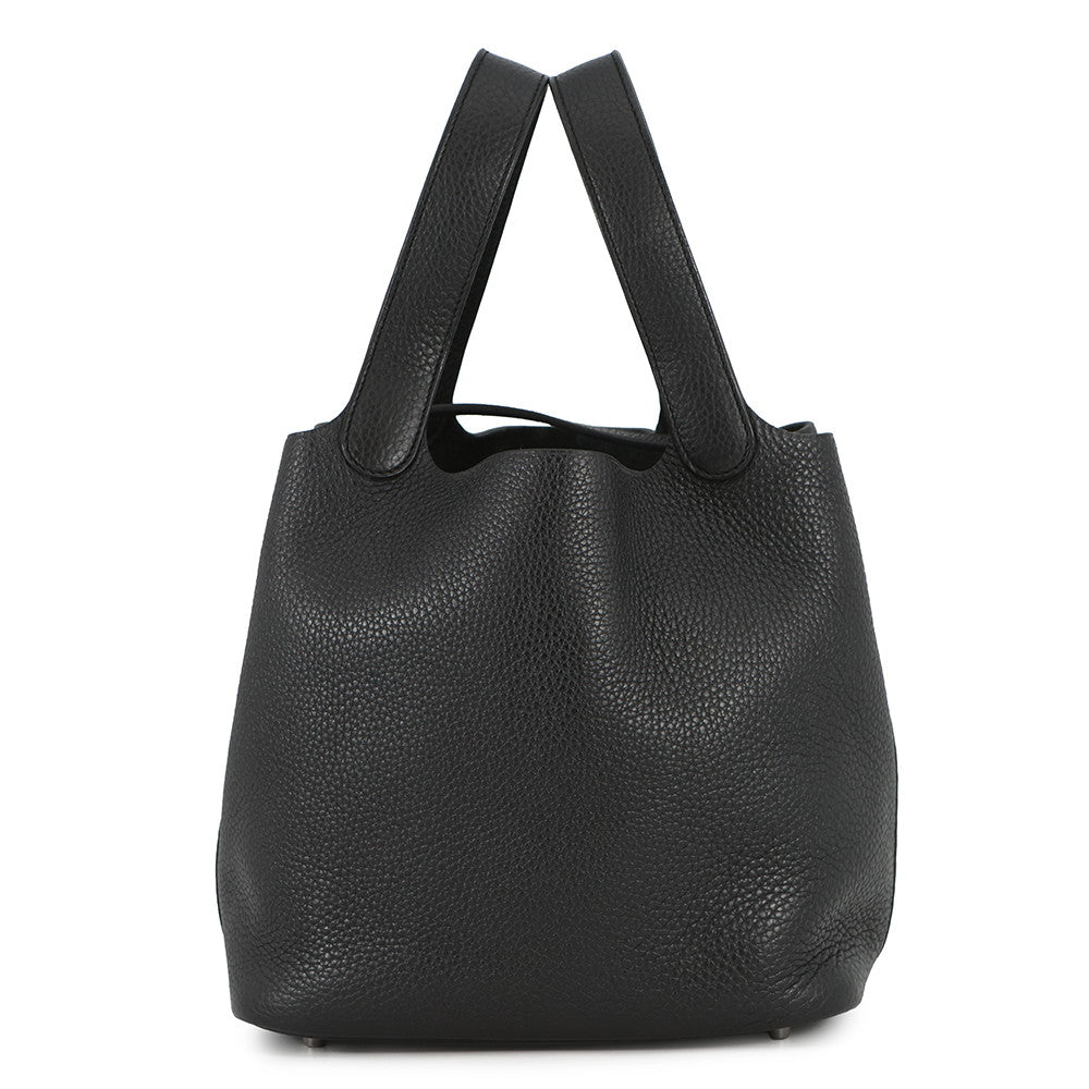 HERMES Picotin Lock Black Taurillon Clemence Size MM