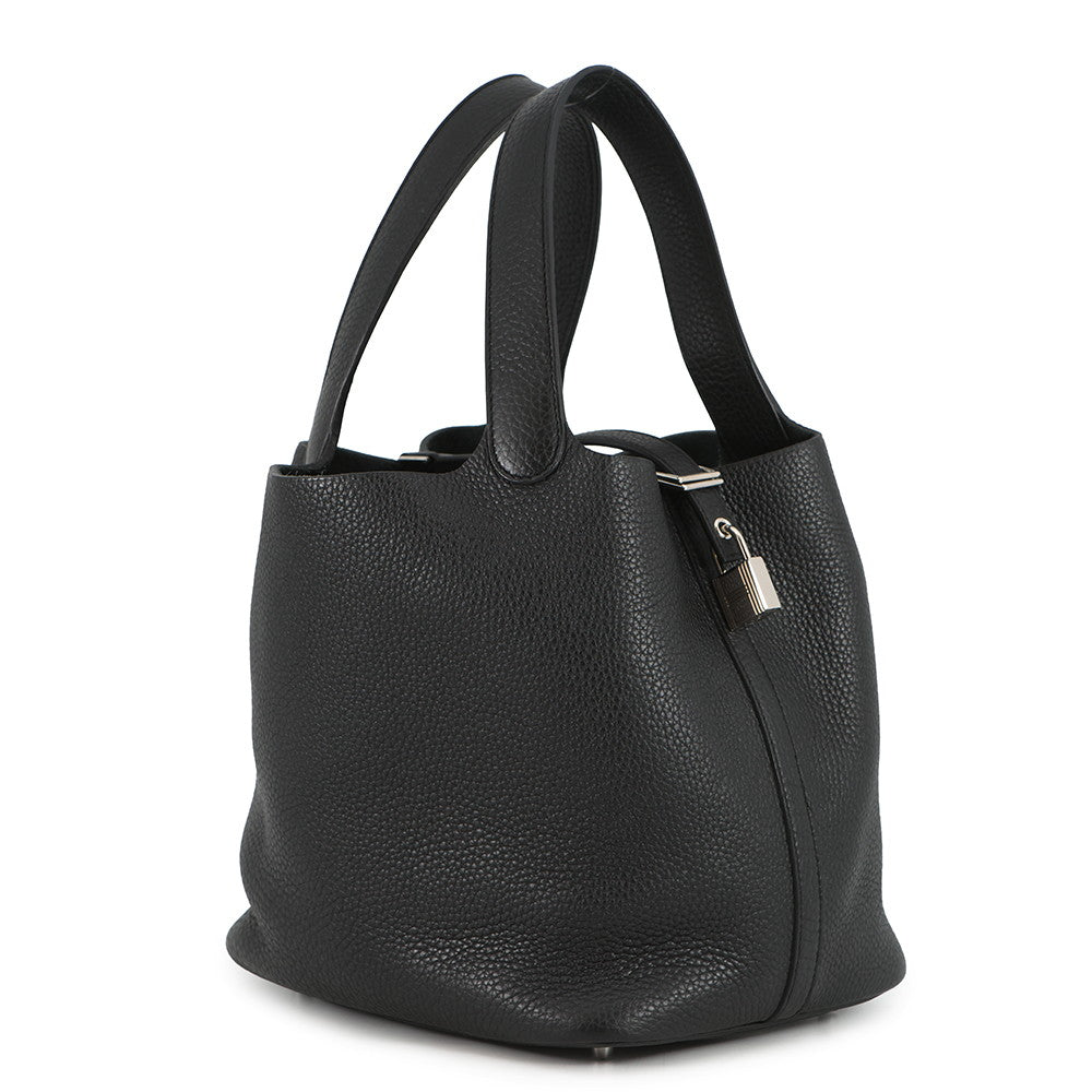 HERMES Picotin Lock Black Taurillon Clemence Size MM