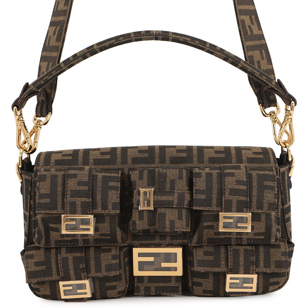 FENDI Zucca Multi-Pocket Baguette Brown/Black8BR808 Jacquard