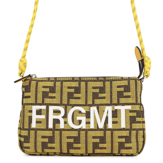 FENDI Fragment Hiroshi Fujiwara Collaboration Baguette Slim Clutch Yellow/Brown8BS073 Canvas