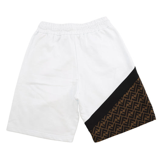 FENDI FF Switch Knitted Fabric Shorts Size XS White/BrownFAB656 Cotton 86% Polyester 14%