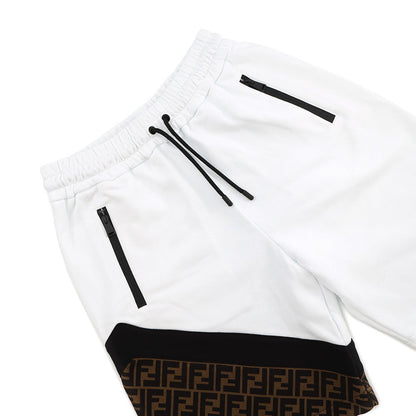FENDI FF Switch Knitted Fabric Shorts Size XS White/BrownFAB656 Cotton 86% Polyester 14%