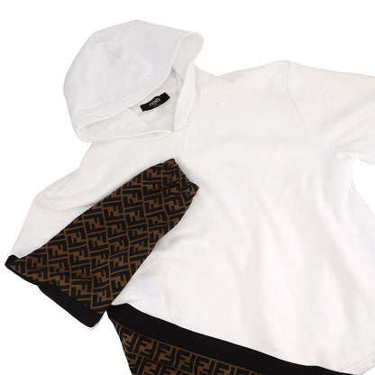 FENDI FF switching hoodie Size S White/BrownFAF681 Cotton 86% Polyester 14%
