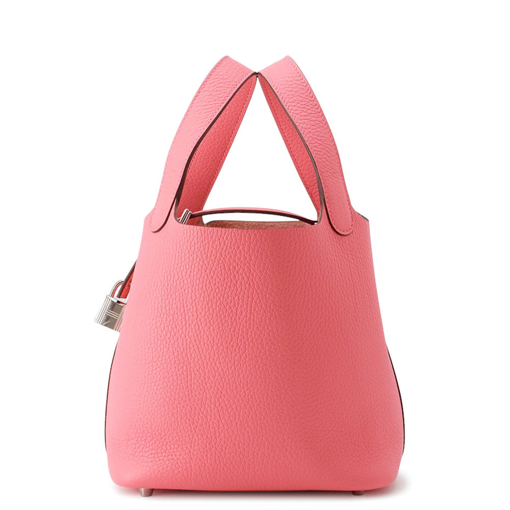 HERMES Picotin Lock Rose Azalee Taurillon Clemence Size PM