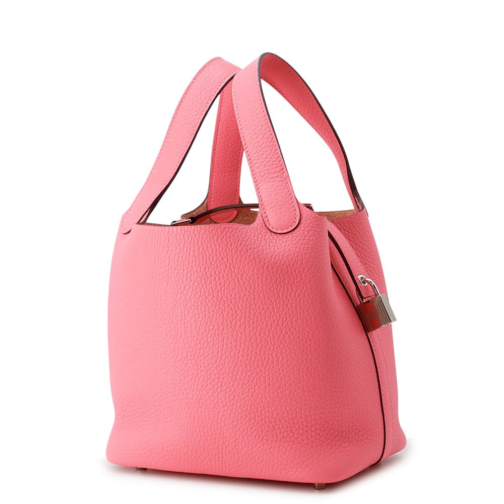 HERMES Picotin Lock Rose Azalee Taurillon Clemence Size PM