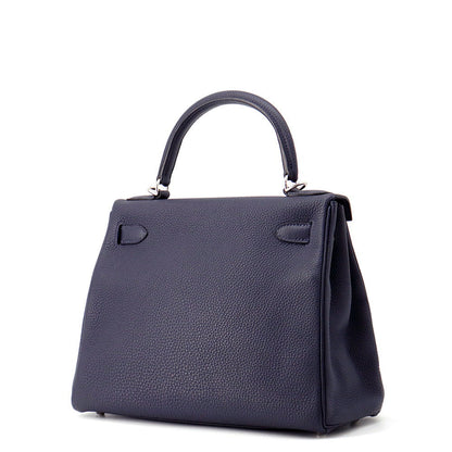 HERMES Kelly Retourne Blue Nuit Togo Leather Size 28