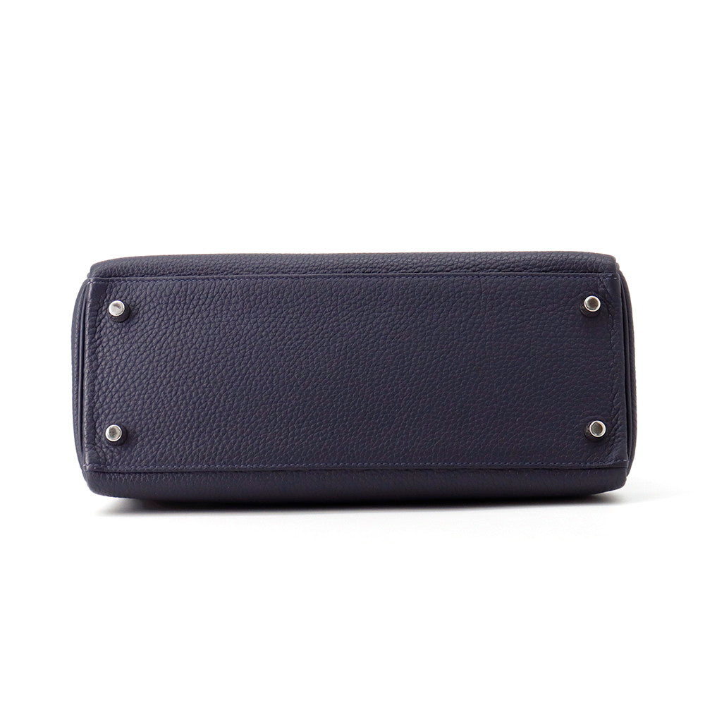 HERMES Kelly Retourne Blue Nuit Togo Leather Size 28