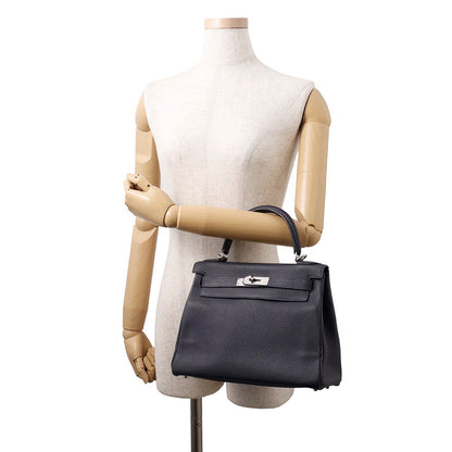 HERMES Kelly Retourne Blue Nuit Togo Leather Size 28