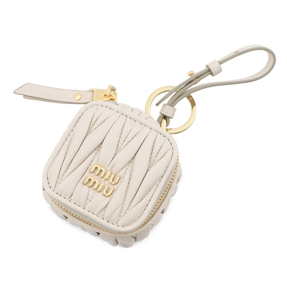 MIUMIU Key Ring ?TRICK MATELASSE KEYRING White5TL527 Leather