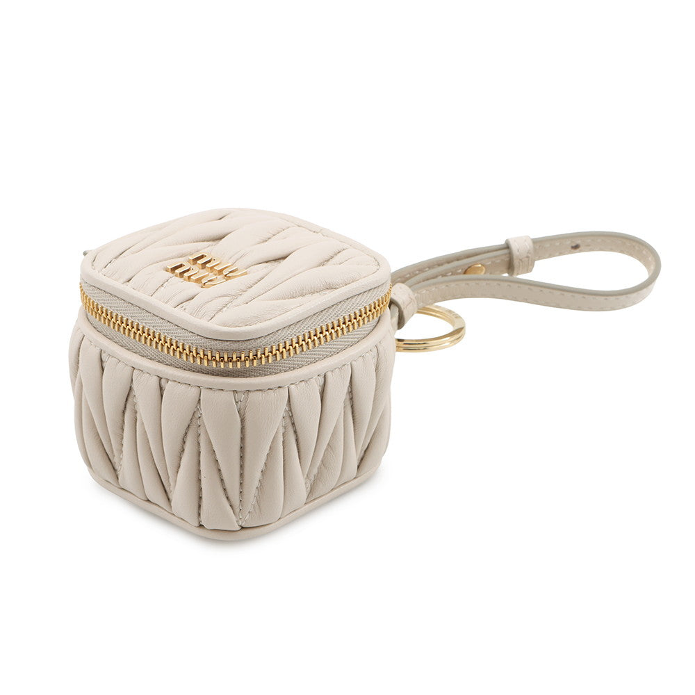 MIUMIU Key Ring ?TRICK MATELASSE KEYRING White5TL527 Leather