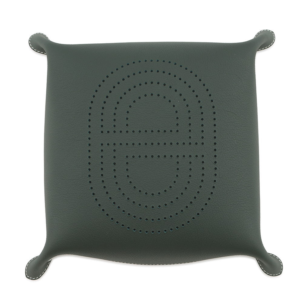 HERMES Vid Poche "Mise et Relance" H Evelyn Verso Vert Fonce/Blue Lin Taurillon Clemence