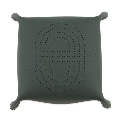 HERMES Vid Poche "Mise et Relance" H Evelyn Verso Vert Fonce/Blue Lin Taurillon Clemence
