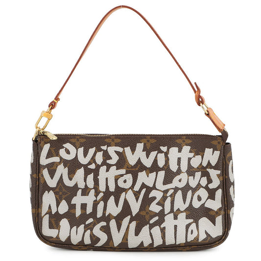 LOUIS VUITTON Pochette Accessoires White/BrownM92192 Monogram・Graffiti