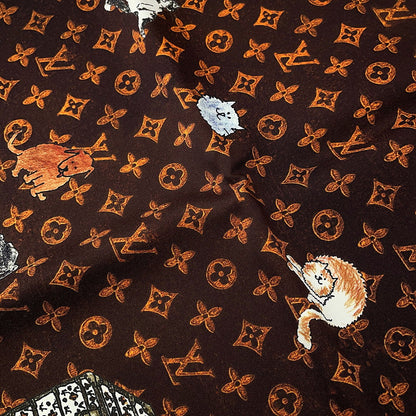 LOUIS VUITTON Carre・Catogram Size 90 Brown/OrangeMP2266 Silk100%
