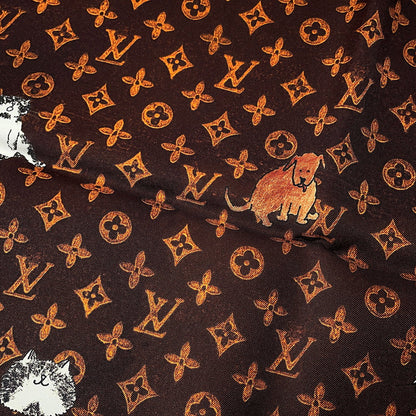 LOUIS VUITTON Carre・Catogram Size 90 Brown/OrangeMP2266 Silk100%