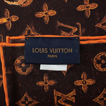 LOUIS VUITTON Carre・Catogram Size 90 Brown/OrangeMP2266 Silk100%
